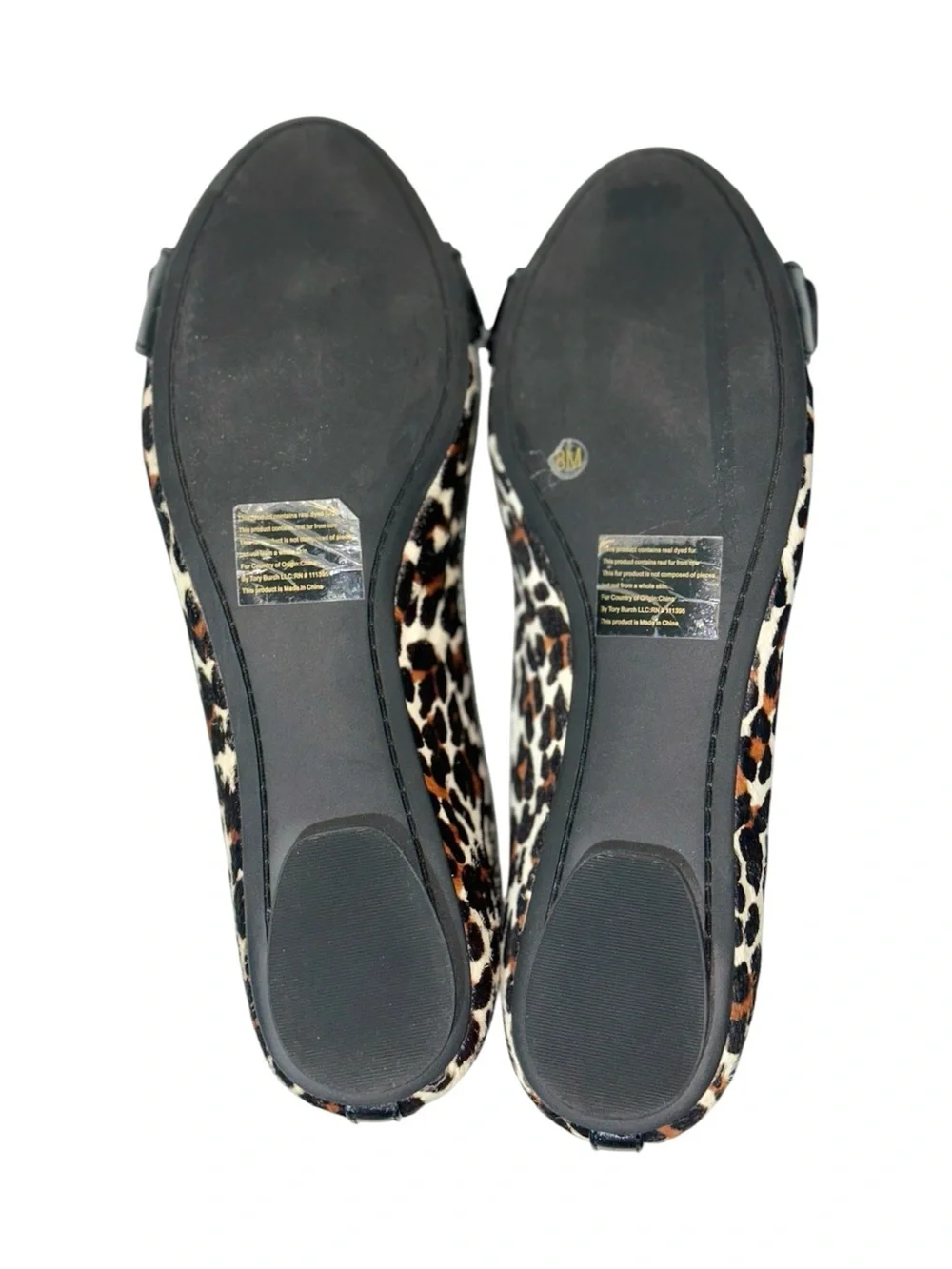 Tory Burch Eloise 2 Leopard Print Calf Hair Leather Ballet Flats Size 8